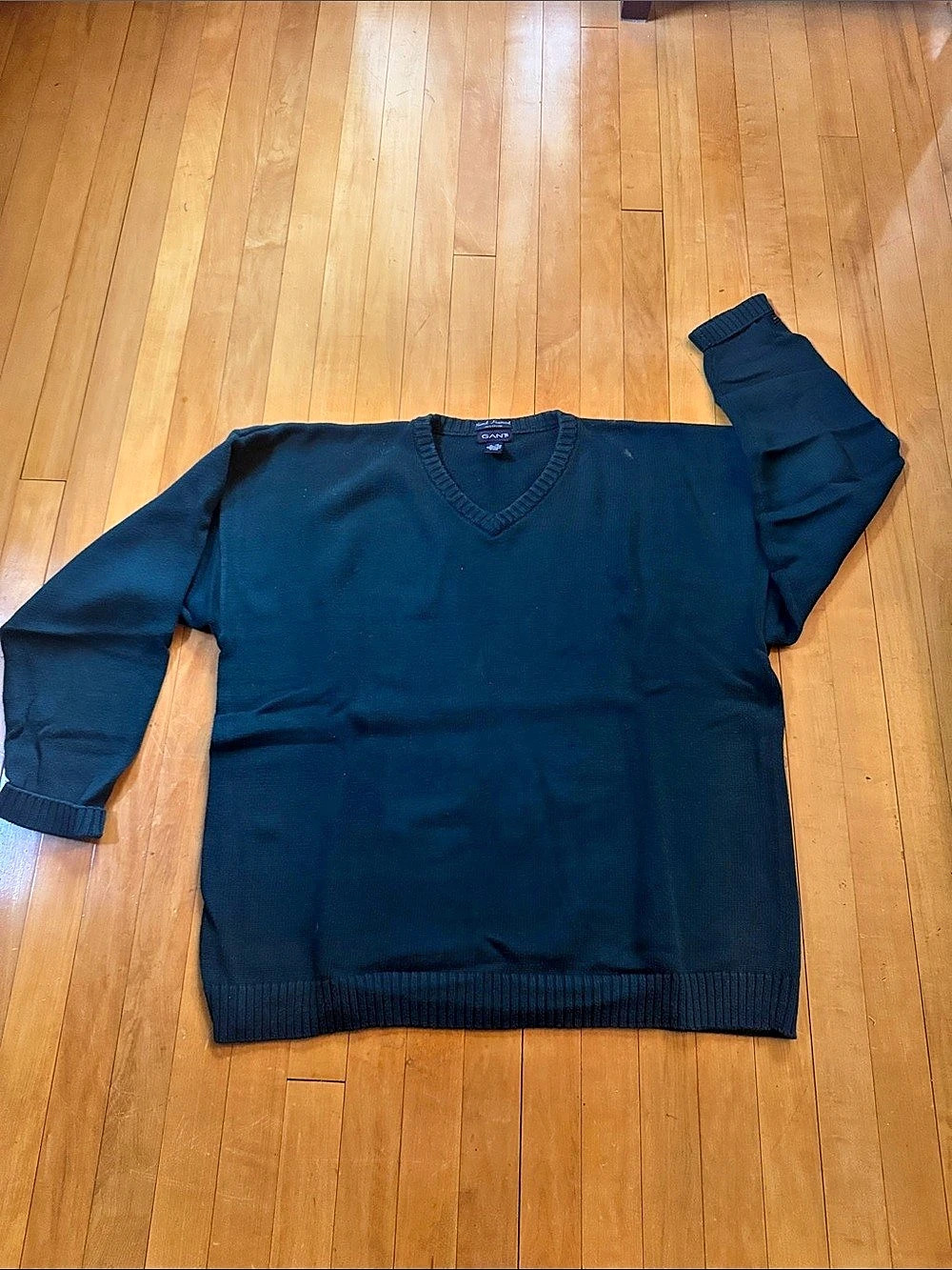 Gant vintage emerald green Hand Framed V-Neck Sweater Men's XL
